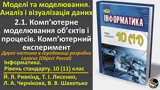 2.1. Комп’ютерне моделювання об’єктів і процесів (Lazarus) | 10(11) клас | Ривкінд