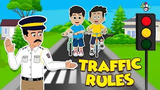 Traffic Rules | Road Safety for Kids | Red Yellow Green | Cartoon | Moral Story | PunToon Kids