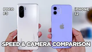 POCO F3 vs iPhone 12 SPEED TEST & CAMERA Comparison | Zeibiz