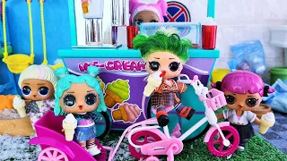 RAN AWAY FROM SCHOOL ON A BIKE FOR ICE CREAM🍦🍦 Dolls LOL surprise funny cartoons Darinelka