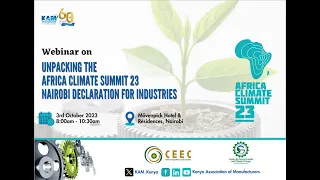 Webinar: Unpacking the Africa Climate Summit 2023 Nairobi Declaration for Industries