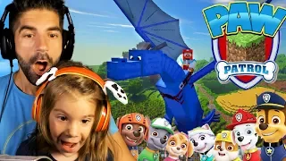 Paw Patrol Minecraft Adventure with My Daughter! :: Dragon Flying!