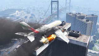 A380 Emergency Landing On Building After Engine Explosions | GTA 5