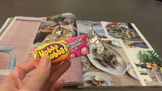ASMR FLIPPING THROUGH A MAGAZINE, GUM CHEWING AND WHISPERING