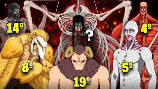 TODOS OS 19 TITÃS ORIGINAIS DO MAIS FRACO AO MAIS FORTE DE ATTACK ON TITAN | Shingeki no Kyojin