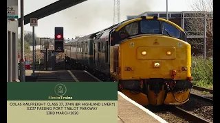 BR Class 37, 37418, 5Z37 passing Port Talbot Parkway (23rd March 2020)