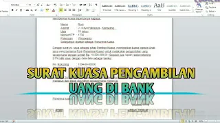 Contoh Surat Kuasa Pengambilan Uang di Bank