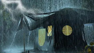 Deep Sleep in Cozy Tent on Rainy Night | Heavy Rainstorm on Tent & Powerful Thunder | Rain 10 Hours