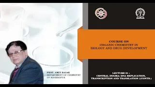 Lecture 31 : Central dogma: DNA replication, transcription and translation ((Contd.)