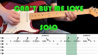 CAN'T BUY ME LOVE - Guitar lesson - Guitar solo with tabs (fast & slow) - The Beatles