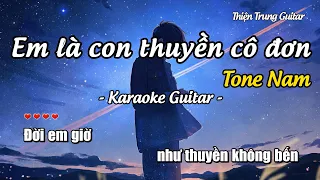 Karaoke Em là con thuyền cô đơn (Tone Nam) - Guitar Solo Beat | Thiện Trung Guitar