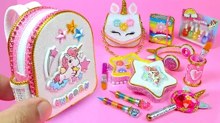 DIY Miniature Unicorn Back to School Supplies Barbie Hacks and Crafts for Dollhouse Unicorn Rainbow