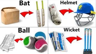 4 easy homemade cricket kits | cricket bat, ball, wicket, helmet making at home easy |