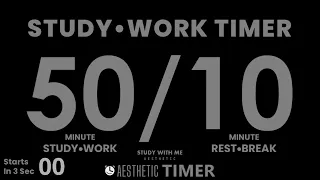 DARK Mode, 6 hour, 50/10 Timer, 50 Minute Study Timer, Gentle Alarm No Music | AESTHETIC TIMER