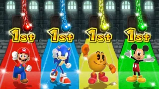 Mario Party 9 MiniGames - Mario Vs PacMan Vs Mickey Mouse Vs Sonic (Master Cpu)