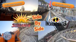 California Screamin vs The Incredicoaster | Disney California Adventure | DCA | Side by Side POV