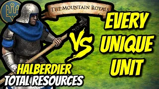 HALBERDIER (Slavs) vs EVERY UNIQUE UNIT (Total Resources) | AoE II: DE