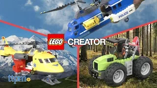 LEGO City Mountain Arrest, Ambulance Helicopter, and Forest Tractor from LEGO