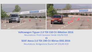 Comparativa Volkswagen Tiguan vs SEAT Ateca. Maniobra de esquiva (moose test) y eslalon | km77.com .