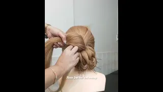 Beautiful Peacock Bun Hairstyle | Wedding Hairstyle | Low Bun Hairstyle #shorts