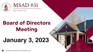 MSAD #51 School Board Meeting, January 3, 2023