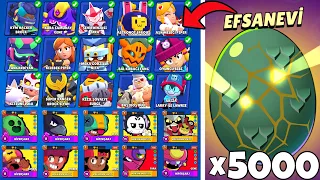 EFSANEVİ CANAVAR YUMURTASI AÇARAK OYUNDAKİ TÜM KOSTÜMLERİ VE TÜM KARAKTERLERİ ÇIKARTTIM BRAWL STARS