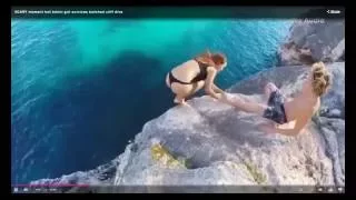 Girlfriend falls from the cliff, this guys reaction is priceless