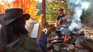 Backcountry Camping on Beautiful Autumn Lake