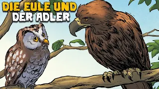 Der Kampf zwischen dem Adler und der Eule - Fabeln der Welt - Geschichte und Mythologie Illustrier