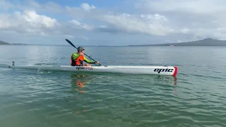 Beginner paddling the Epic V10L surfski for the first time!