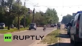 ЛУГАНСК 06 08 2016 LUGANSK Взорвана машина главы ЛНР Плотницкого