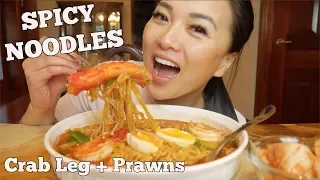 SPICY Fire NOODLES + Crab Leg + Prawns | Mukbang | LETS EAT | SASVlogs