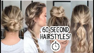 4 60 SECOND HAIRSTYLES! Yes, I Timed Them! Short, Medium & Long Hairstyles