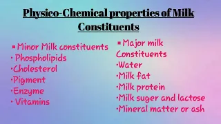 Physico - Chemical properties of milk constituents. Milk and milk products. ICAR ASRB NET