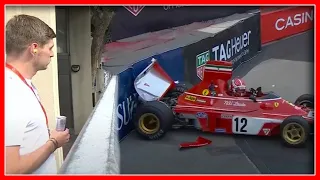 Charles Leclerc crashes 1974 Ferrari at Monaco Historic Grand Prix 2022