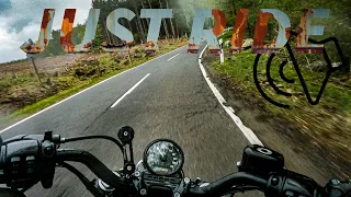 DRIVING FAST ON A DESTROYED ROAD INTO RAIN - HARLEY DAVIDSON FORTY EIGHT [4K] [HQ SOUND] | JUST RIDE