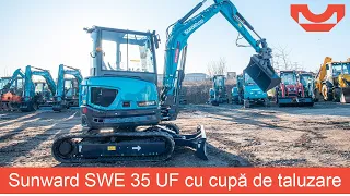 Miniexcavator Sunward SWE 35 UF cu cupă de taluzare