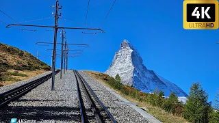 4K Cab Ride - Gornergrat Bahn Matterhorn Railway, Zermatt Switzerland | Train Driver View | 4K 60fps