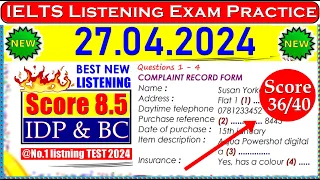 IELTS LISTENING PRACTICE TEST 2024 WITH ANSWERS | 27.04.2024