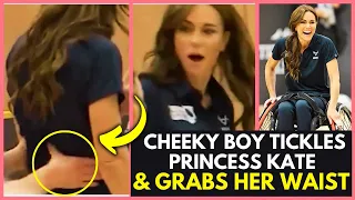 Princess Kate Middleton is Grabbed from Behind and Tickled by a VERY Cheeky Boy!