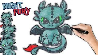 Cara menggambar dan mewarnai Toothless ( Night Fury ) | Menggambar mudah dan simple