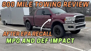 Ram Cummins EPA Recall latest emission calibration long towing review Impact on MPG and DEF use