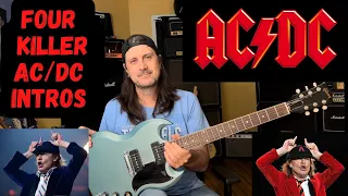 AC/DC Guitar Lesson - 4 Intros - For Those About To Rock, Highway To Hell, Shake A Leg, Dirty Deeds