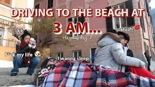 DRIVING TO THE BEACH AT 3 AM FOR SUNRISE *we are so funny* | Vlogmas day 7 | Michelle Hu