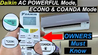 Learn  POWERFUL , ECONO  &  COANDA  Mode of Daikin AC | Daikin AC  Modes | Daikin AC Remote Control