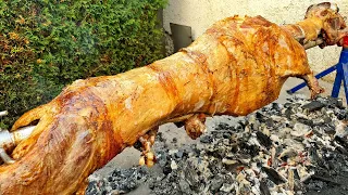 Whole lamb 13 kg roasted on a spit. The best recipe.