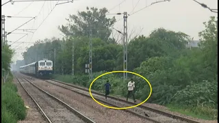 Deaf Boys Ignoring Madly Honking Diesel Train and Running on Tracks | Indian Railway