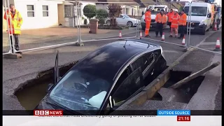 Sink hole in Essex (after Storm Ciara) (UK) - BBC News - 9th February 2020