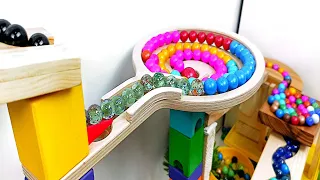 Marble Run ♡ Rain Gutter & Wooden Rail Handmade Course ㏌ Sandy Beach #118