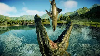 Mosasaurus Feeding SHOW!! Mosa eats GREAT WHITE SHARK!! Jurassic Wolrd Evolution 2